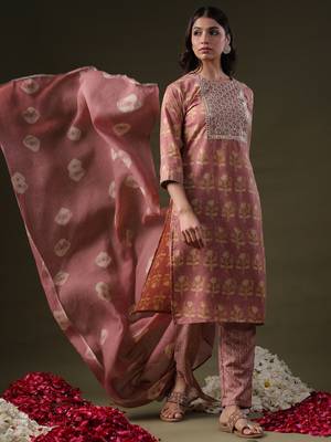 Floral Printed Regular Sequinned Pure Cotton Straight Kurta Set 1