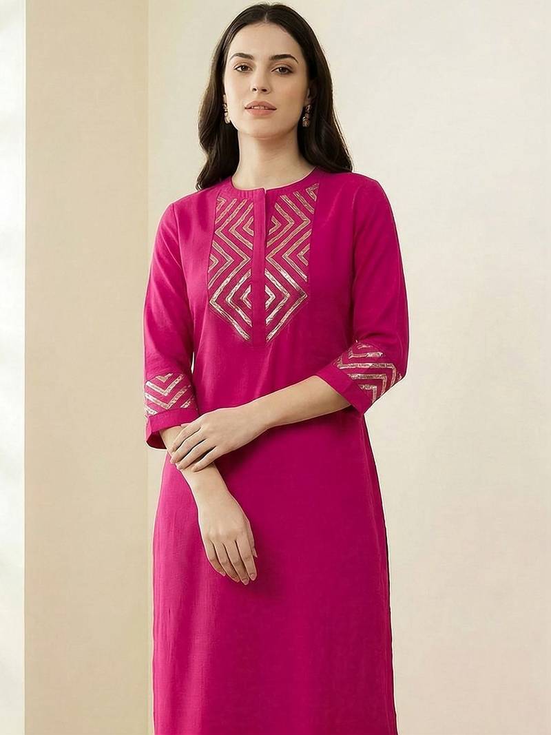 Women Printed Regular Sequinned Kurta with Trousers