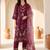 Floral Embroidered Thread Work Pure Silk Kurta With Trousers & Dupatta