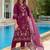 Floral Embroidered Thread Work Pure Silk Kurta With Trousers & Dupatta
