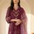 Floral Embroidered Thread Work Pure Silk Kurta With Trousers & Dupatta