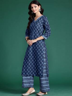 Women Ethnic Motifs Printed Regular Pure Cotton Kurta with Palazzos & With Dupatta 4