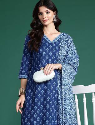 Women Ethnic Motifs Printed Regular Pure Cotton Kurta with Palazzos & With Dupatta 5