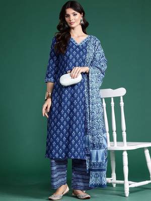 Women Ethnic Motifs Printed Regular Pure Cotton Kurta with Palazzos & With Dupatta 6