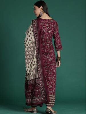 Women Floral Printed Regular Pure Cotton Kurta with Patiala & With Dupatta 6