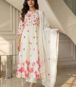 Women Floral Printed Panelled Pure Cotton Kurta with Trousers & With Dupatta
