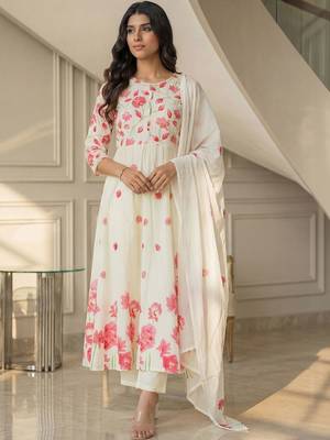 Women Floral Printed Panelled Pure Cotton Kurta with Trousers & With Dupatta 3