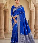 Royalblue color art silk blend sarees with blouse