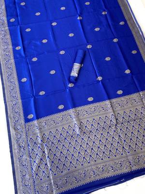 Royalblue color art silk blend sarees with blouse 2