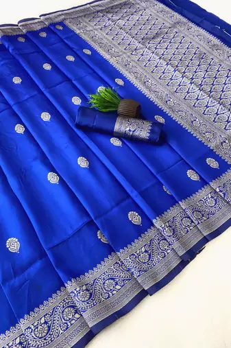 Royalblue color art silk blend sarees with blouse