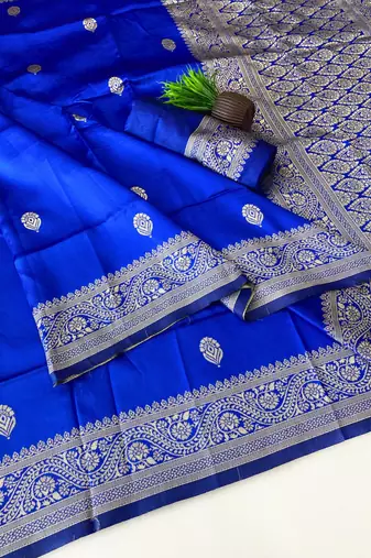Royalblue color art silk blend sarees with blouse