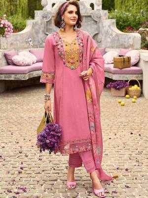 Women Floral Regular Thread Work Pure Cotton Kurta with Trousers & With Dupatta 6