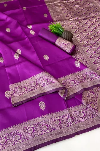 Purple color art silk blend sarees with blouse