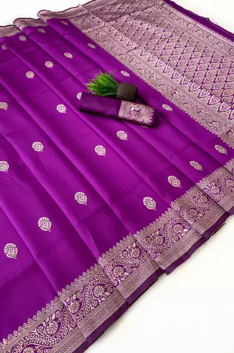 Purple color art silk blend sarees with blouse