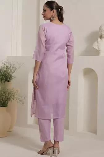 Women Ethnic Motifs Embroidered Regular Thread Work Kurta with Trousers & With Dupatta