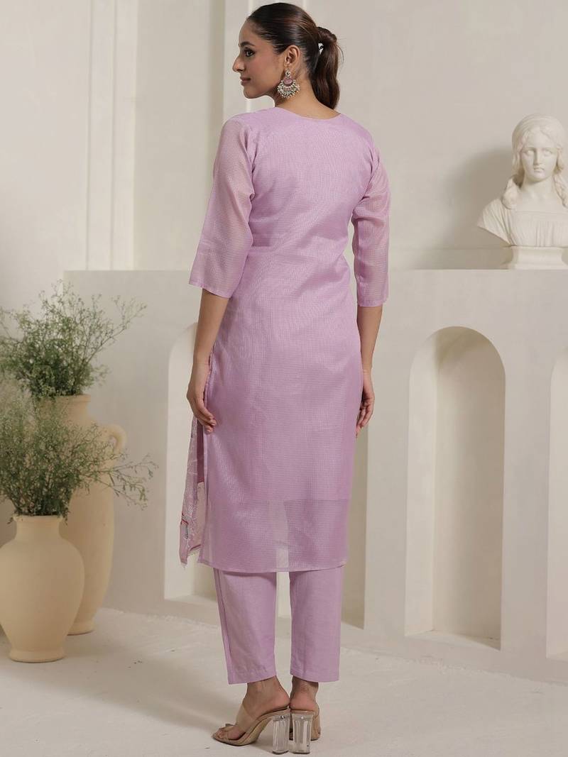 Women Ethnic Motifs Embroidered Regular Thread Work Kurta with Trousers & With Dupatta