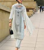Women Ethnic Motifs Embroidered Regular Thread Work Kurta with Trousers & With Dupatta