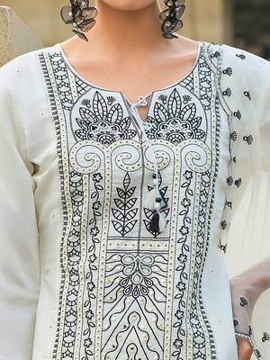 Women Ethnic Motifs Embroidered Regular Thread Work Kurta with Trousers & With Dupatta 6