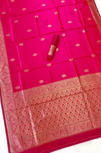 Pink color art silk blend sarees with blouse