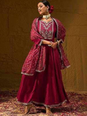 Women Ethnic Motifs Embroidered Panelled Thread Work Kurta with Trousers & With Dupatta 4