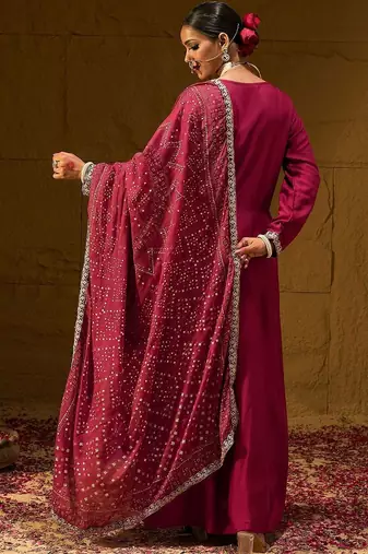 Women Ethnic Motifs Embroidered Panelled Thread Work Kurta with Trousers & With Dupatta