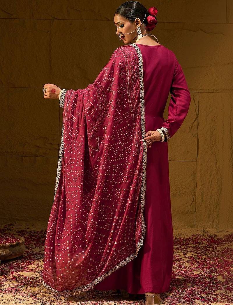 Women Ethnic Motifs Embroidered Panelled Thread Work Kurta with Trousers & With Dupatta