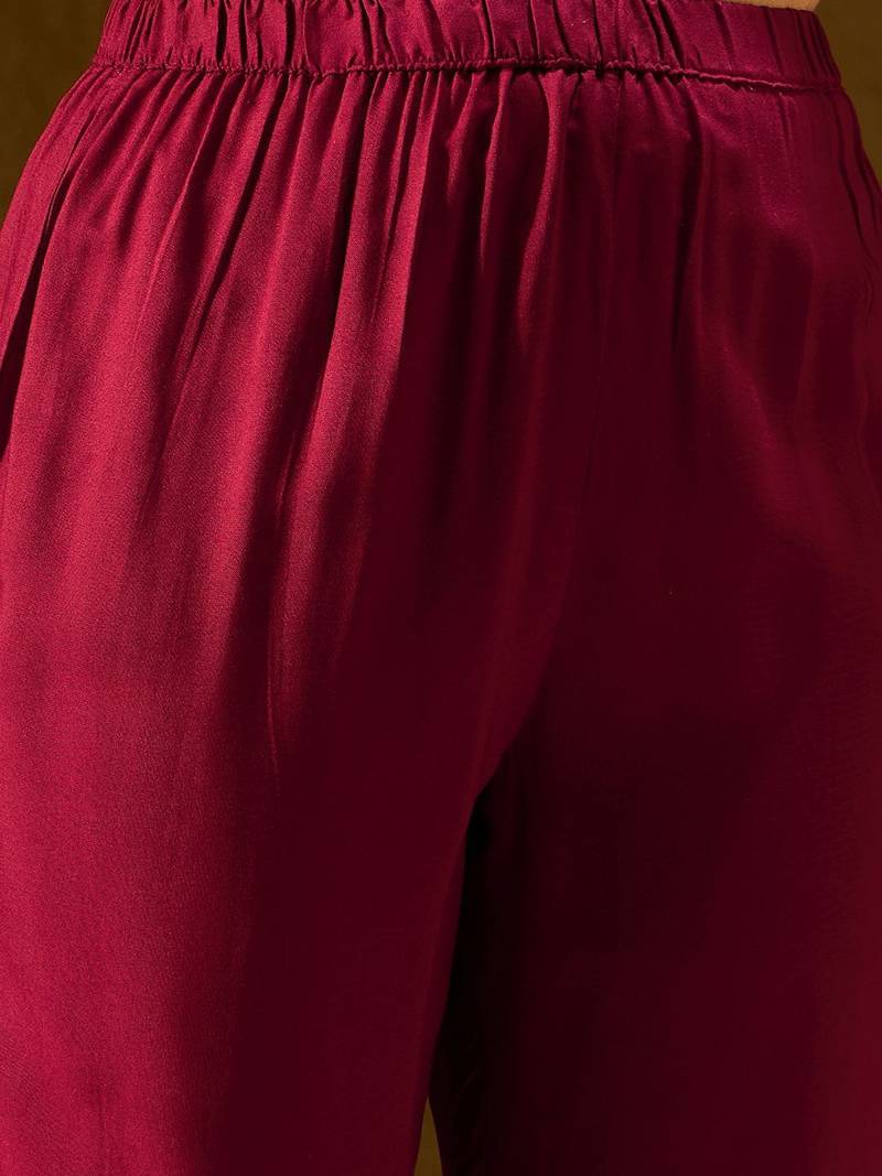 Women Ethnic Motifs Embroidered Panelled Thread Work Kurta with Trousers & With Dupatta