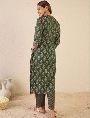 Women Ethnic Motifs Printed Regular Pure Cotton Kurta with Trousers 5