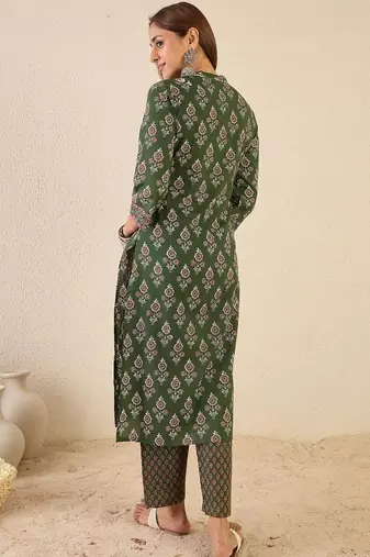 Women Ethnic Motifs Printed Regular Pure Cotton Kurta with Trousers