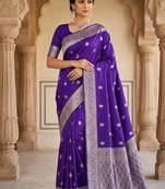 Purple color art silk blend sarees with blouse