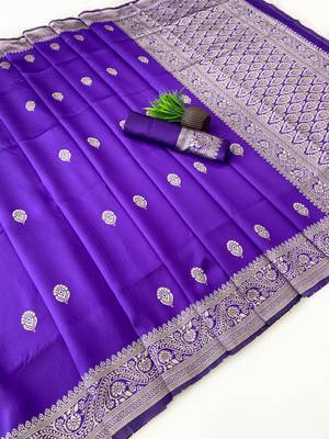 Purple color art silk blend sarees with blouse 2