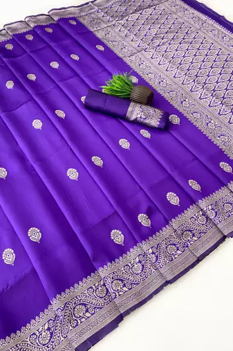 Purple color art silk blend sarees with blouse