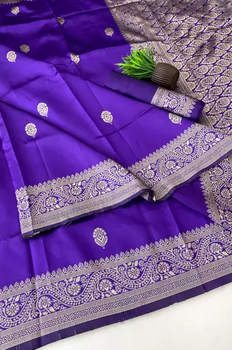 Purple color art silk blend sarees with blouse