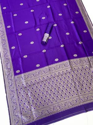 Purple color art silk blend sarees with blouse 4