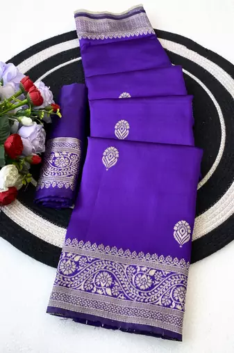 Purple color art silk blend sarees with blouse