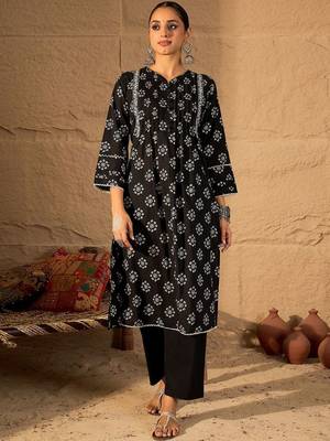 Women Ethnic Motifs Printed Regular Pure Cotton Kurta with Trousers & With Dupatta 5