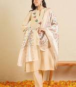 Women Ethnic Motifs Embroidered Regular Thread Work Kurta with Trousers & With Dupatta