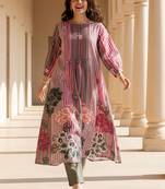 Floral Printed Round Neck Pure Cotton Kurta With Trouser
