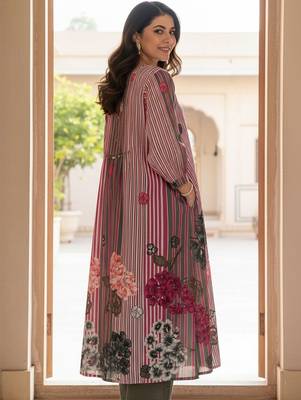 Floral Printed Round Neck Pure Cotton Kurta With Trouser 4