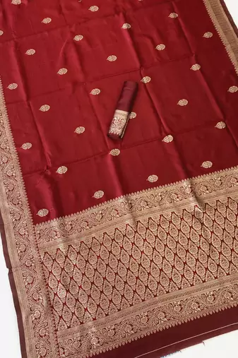 Maroon color art silk blend sarees with blouse