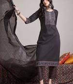 Women Ethnic Motifs Printed Regular Pure Cotton Kurta with Trousers & With Dupatta