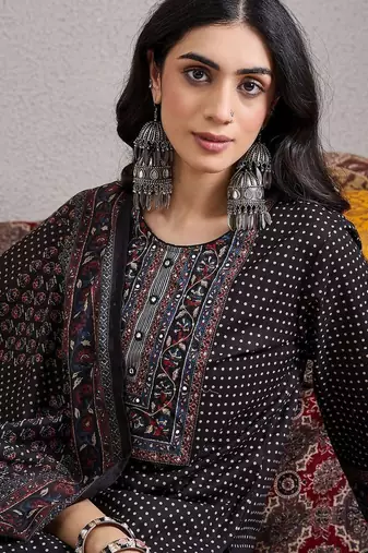 Women Ethnic Motifs Printed Regular Pure Cotton Kurta with Trousers & With Dupatta