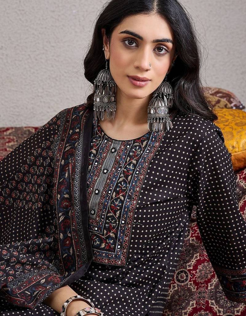 Women Ethnic Motifs Printed Regular Pure Cotton Kurta with Trousers & With Dupatta