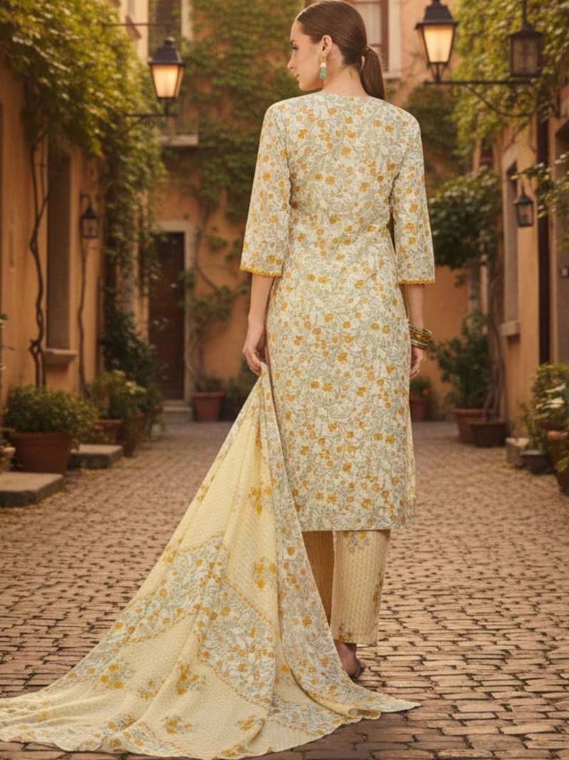 Women Floral Printed Regular Pure Cotton Kurta with Trousers & With Dupatta