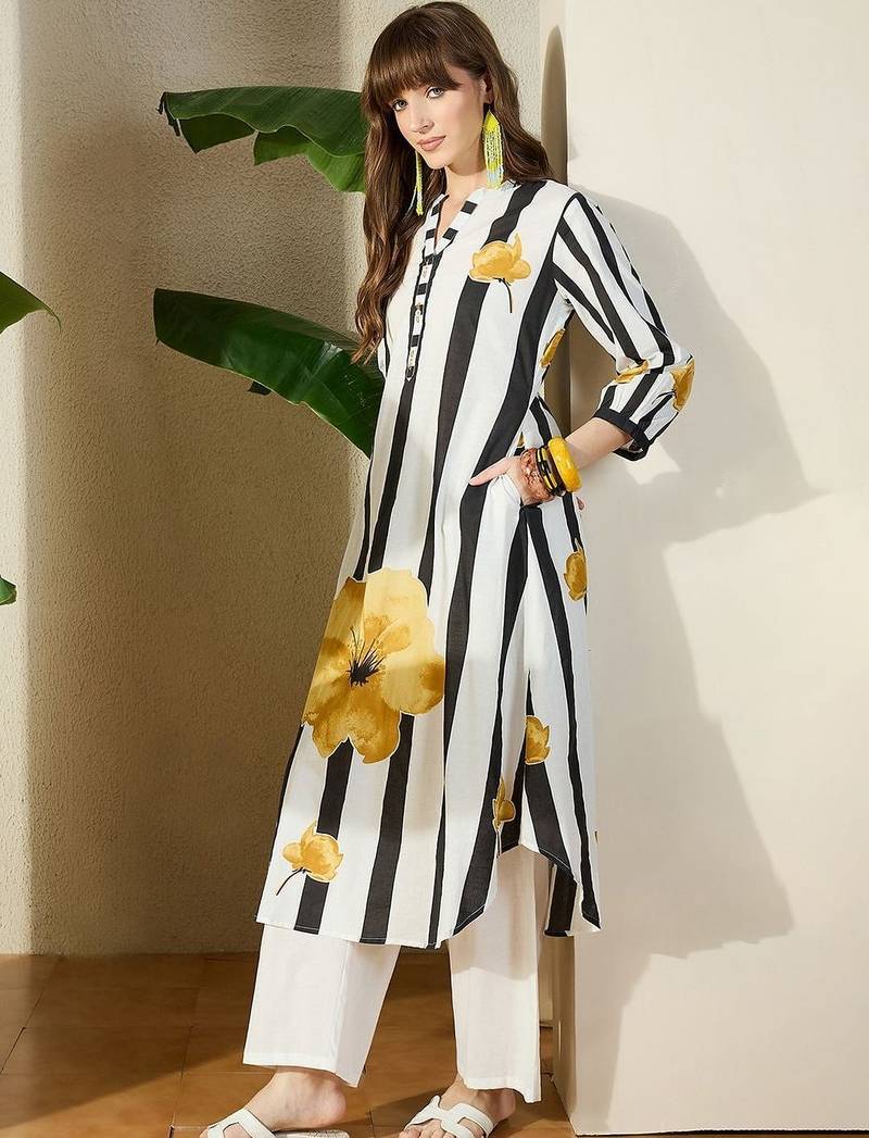 Women Printed Regular Pure Cotton Kurta with Trousers