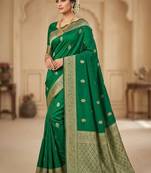 Green color art silk blend sarees with blouse