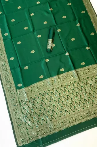Green color art silk blend sarees with blouse