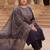 Plus Size Black Printed Straight Kurta Trousers With Dupatta Set
