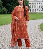 Women Ethnic Motifs Printed Regular Pure Cotton Kurta with Trousers & With Dupatta