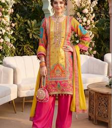 Women Ethnic Motifs Printed Regular Mirror Work Kurta with Palazzos & With Dupatta